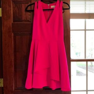 Bright pink formal dress.